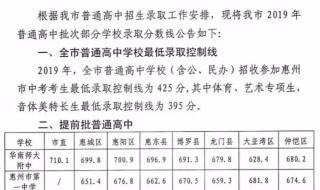 惠州中考录取分数线 惠州中考录取分数线